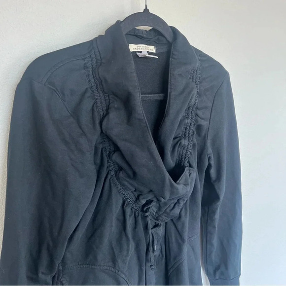 NWOT Prairie Underground Black Cotton Asymmetric Zip Mid Length Cloak Medium - Picture 3 of 14